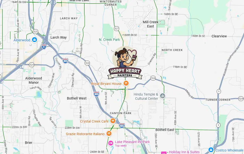 map of happy heart painters service area