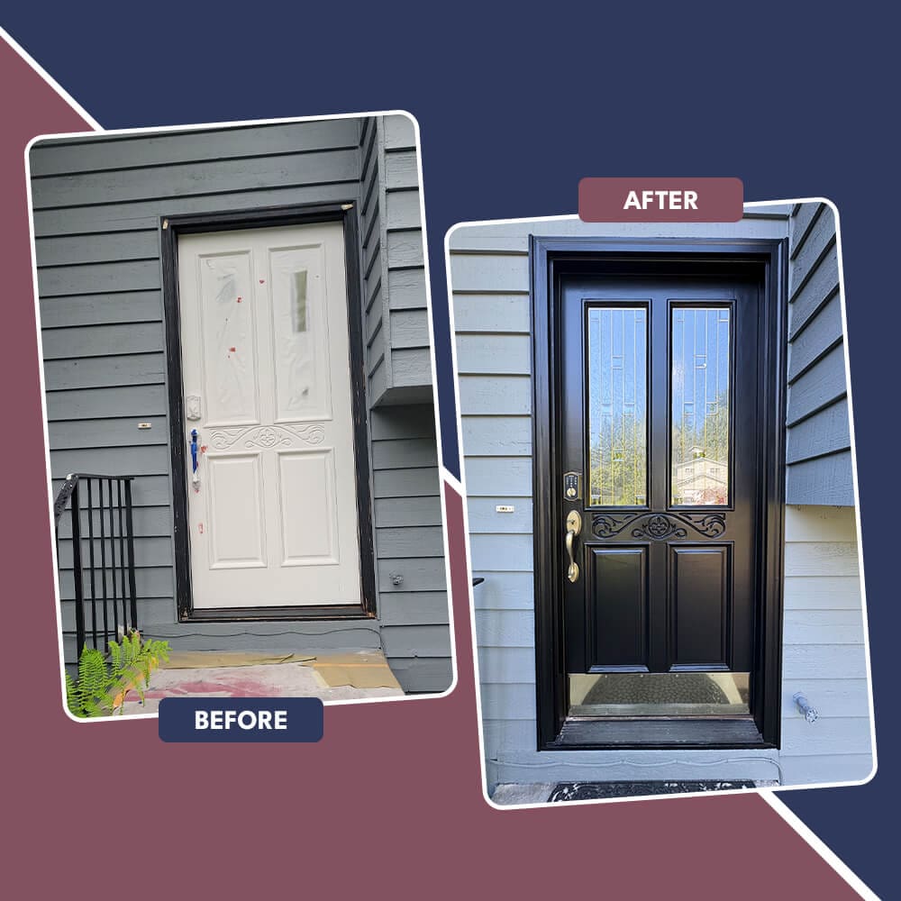 before and after photo of an exterior home in Seattle, WA